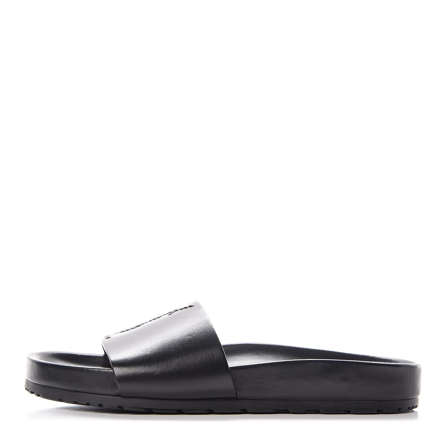 Saint Laurent Calfskin Monogram Jimmy Joan Slide Sandals 37 Black 1 of 8
