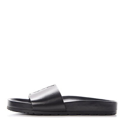 Saint Laurent Calfskin Monogram Jimmy Joan Slide Sandals 37 Black 1 of 8