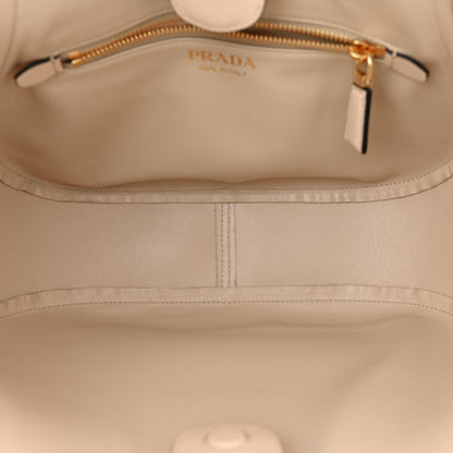 Prada City Calfskin Metal Triangle Logo Tote Travertino 5 of 10