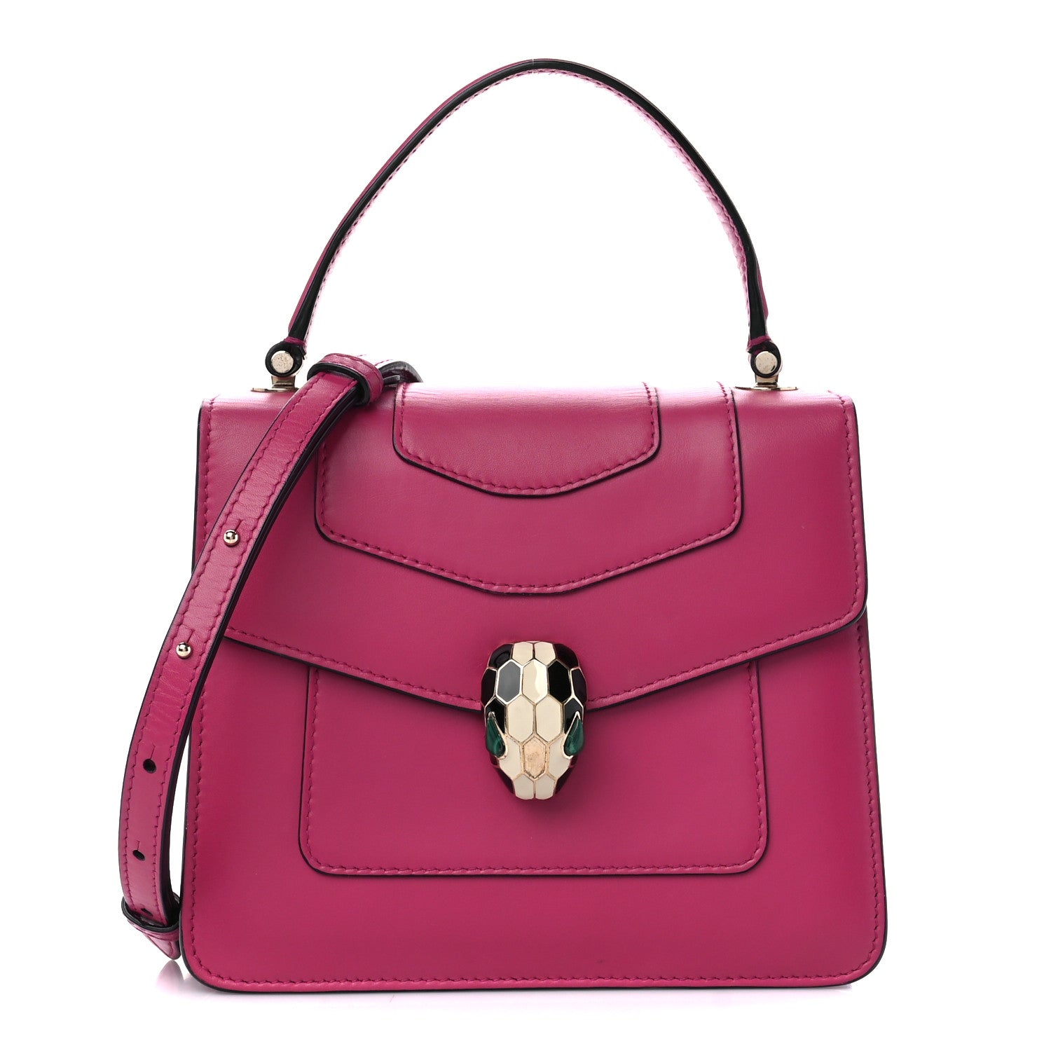 Bulgari Calfskin Serpenti Forever Top Handle Pink 3 of 11