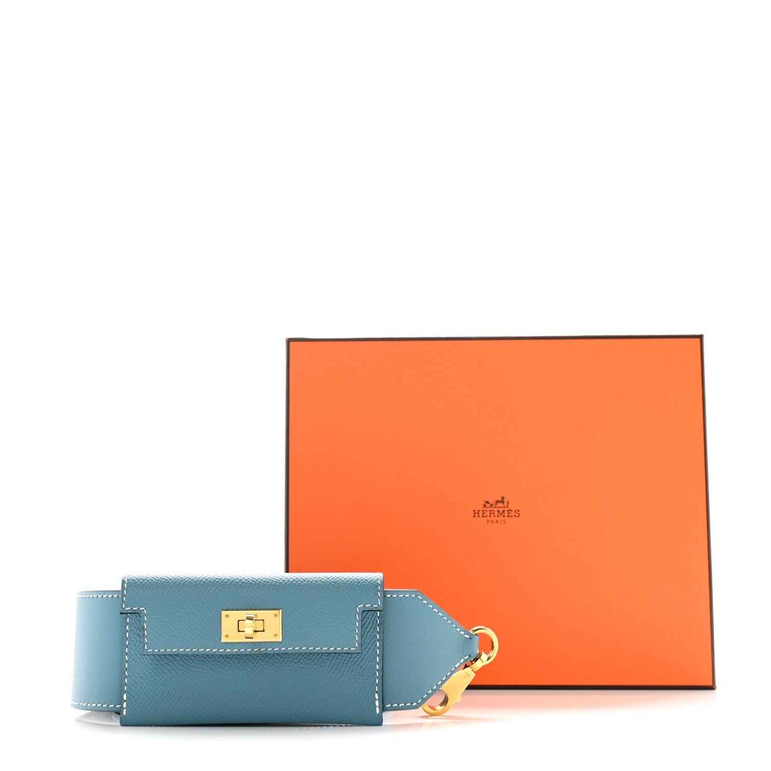 Hermes Swift Epsom Pocket Kelly Shoulder Strap New Blue Jean 6 of 6