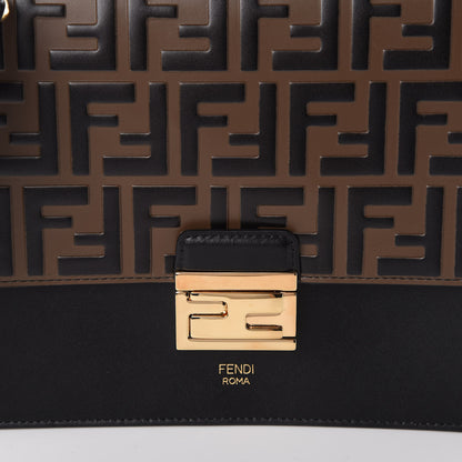 Fendi Vitello Liberty Bi-Color FF 1974 Embossed Kan U Shoulder Bag Black Maya 11 of 11