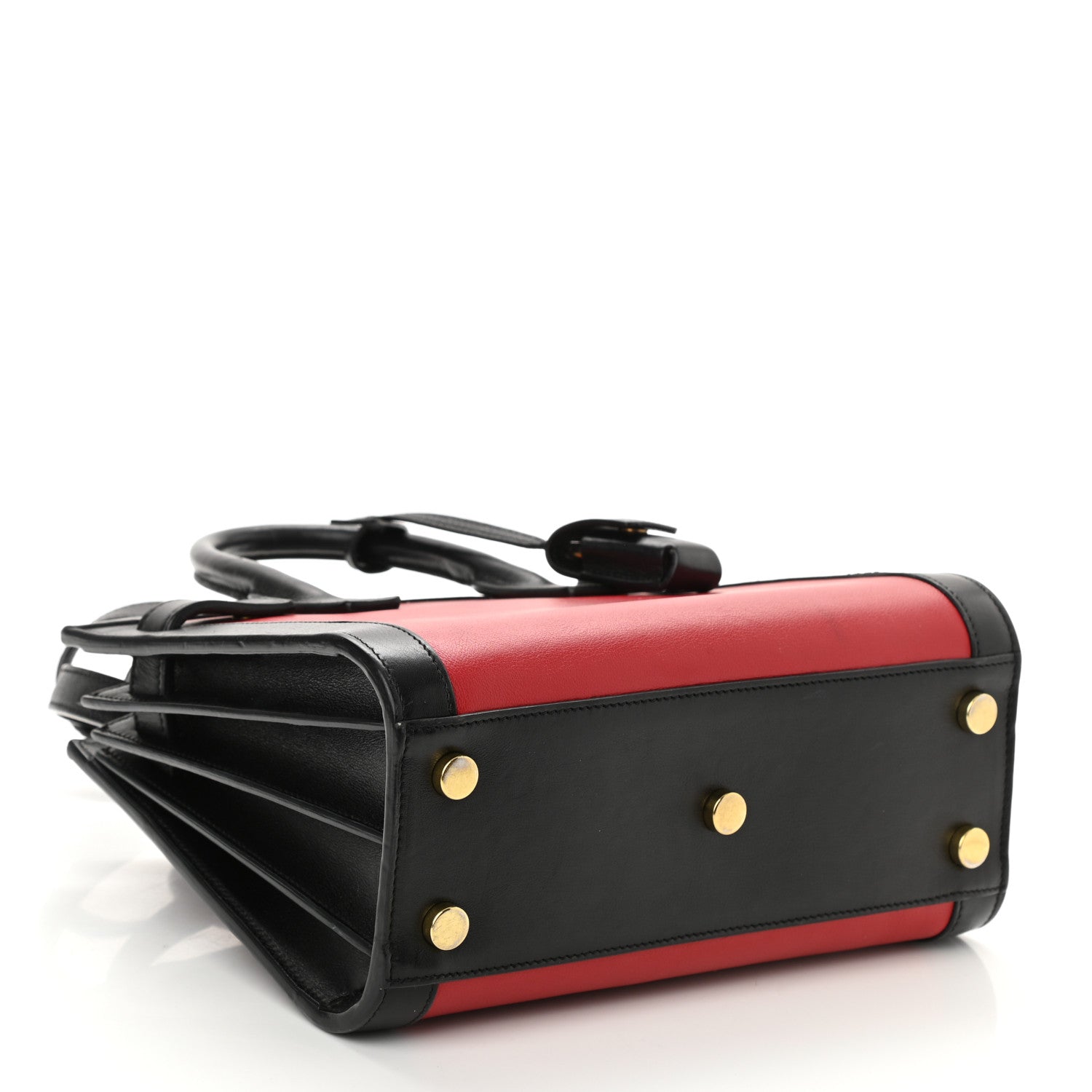 Saint Laurent Calfskin Bi-Color Nano Sac De Jour Red Black 4 of 11