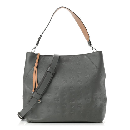 MCM Calfskin Ottomar Monogram Large Klara Hobo Grey 1 of 17