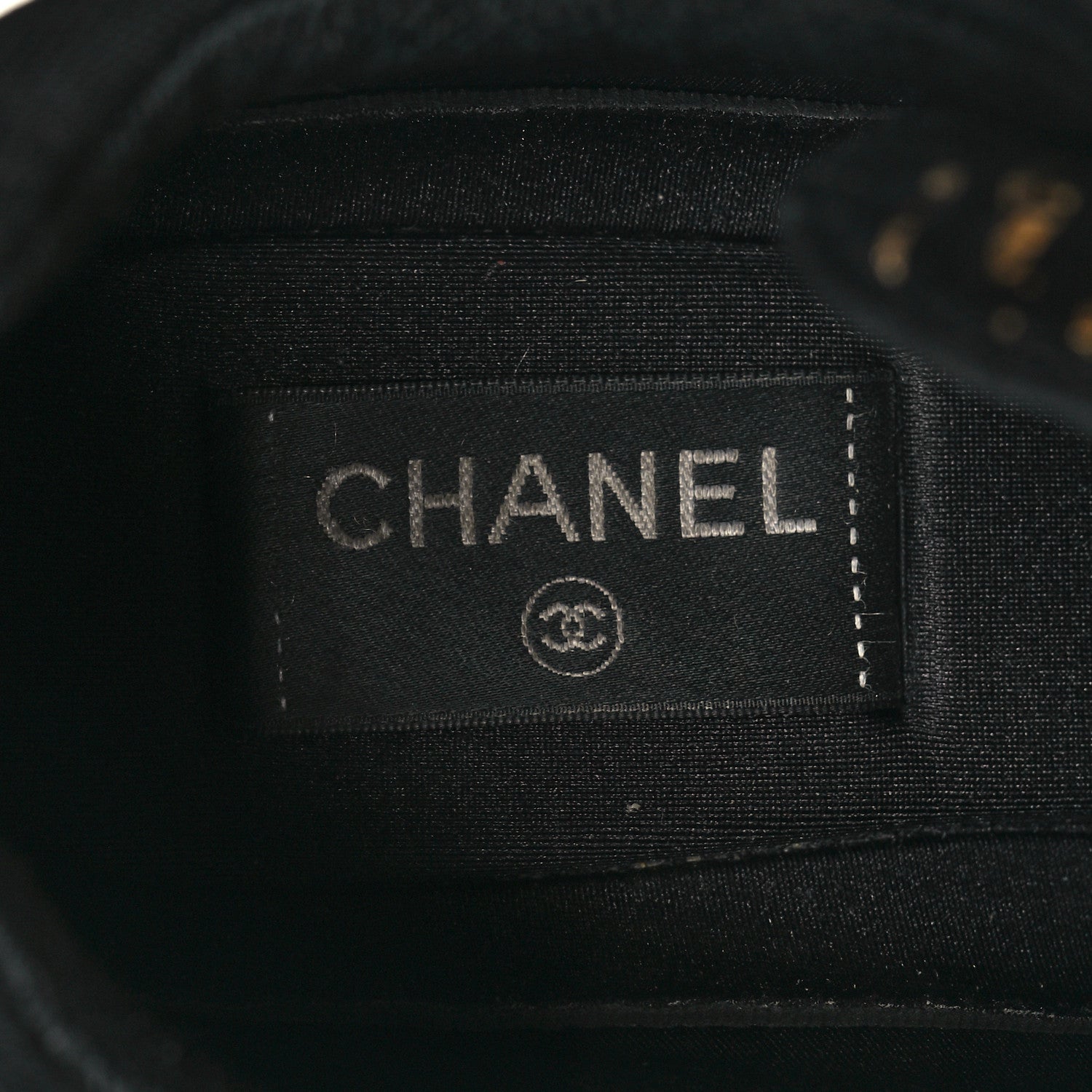 Chanel Satin Lambskin Fabric Tweed CC Sneakers 38.5 Gold Black 7 of 13