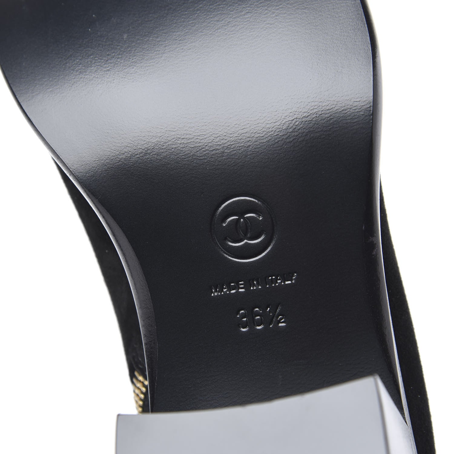 Chanel Suede Calfskin Chain CC Cap Toe Short Boots 36.5 Black 6 of 8