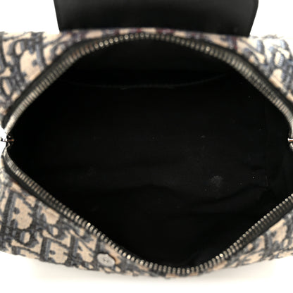 Christian Dior Oblique Jacquard Grained Calfskin Lingot Toiletry Case Blue Black 5 of 9