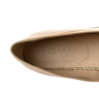 Chanel Lambskin CC Espadrilles 38 Beige Black 7 of 9