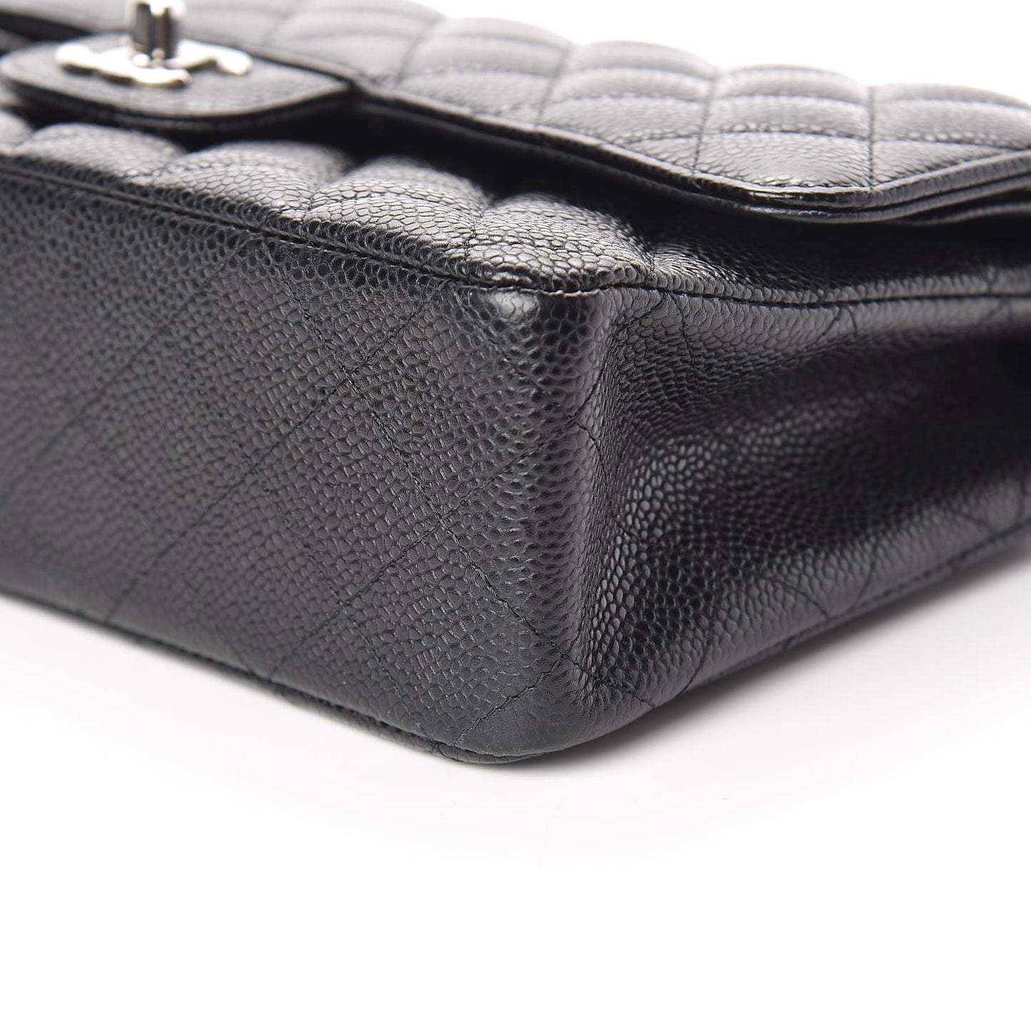 Caviar Quilted Medium Double Flap Black