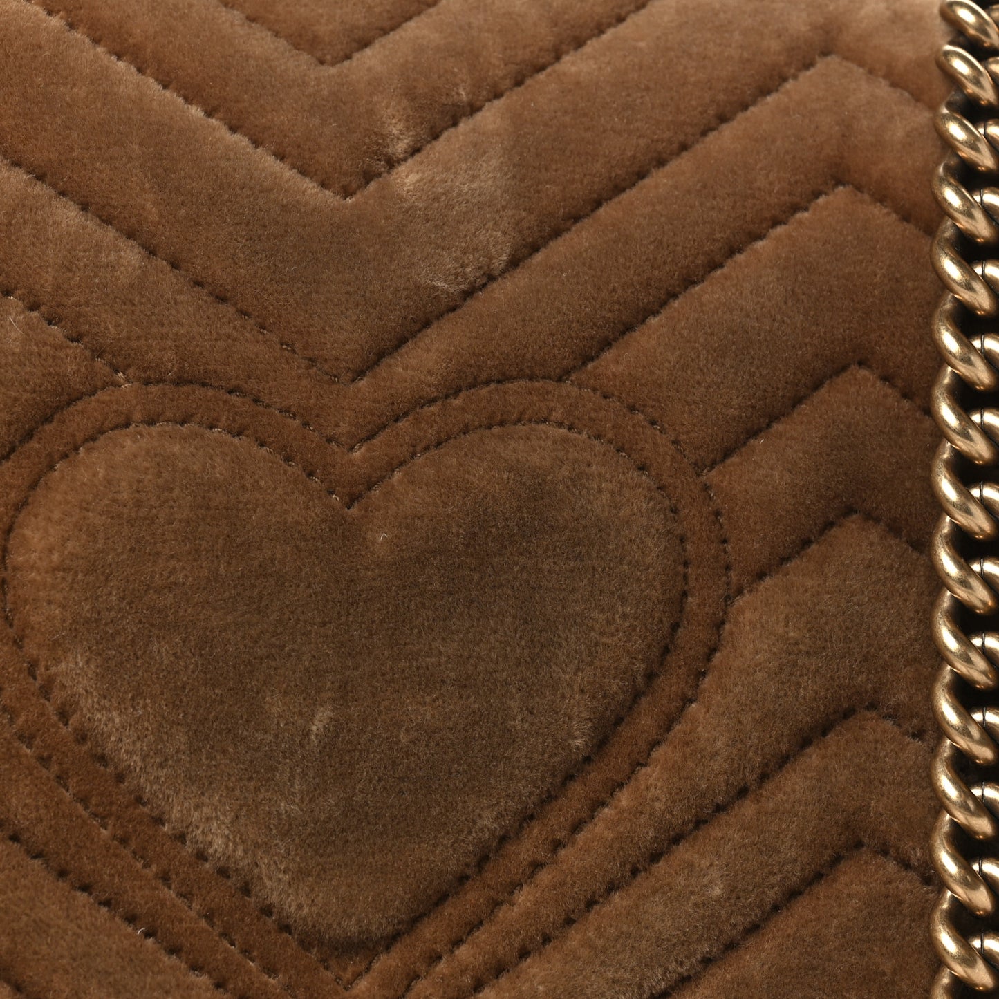 Velvet Matelasse Small GG Marmont Shoulder Bag Taupe