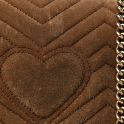Gucci Velvet Matelasse Small GG Marmont Shoulder Bag Taupe 11 of 11