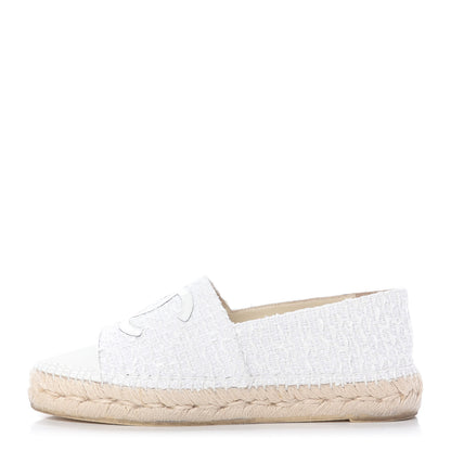 Chanel Tweed Patent CC Espadrilles 36 White 1 of 10