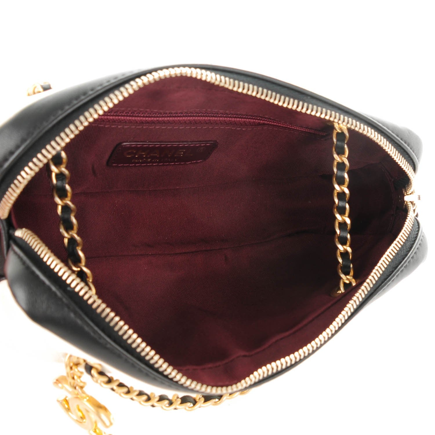 Chanel Calfskin Chevron Camera Case Dark White 5 of 9