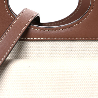 Burberry Canvas Smooth Calfskin Two Tone Mini Pocket Bag Natural Malt Brown 8 of 10