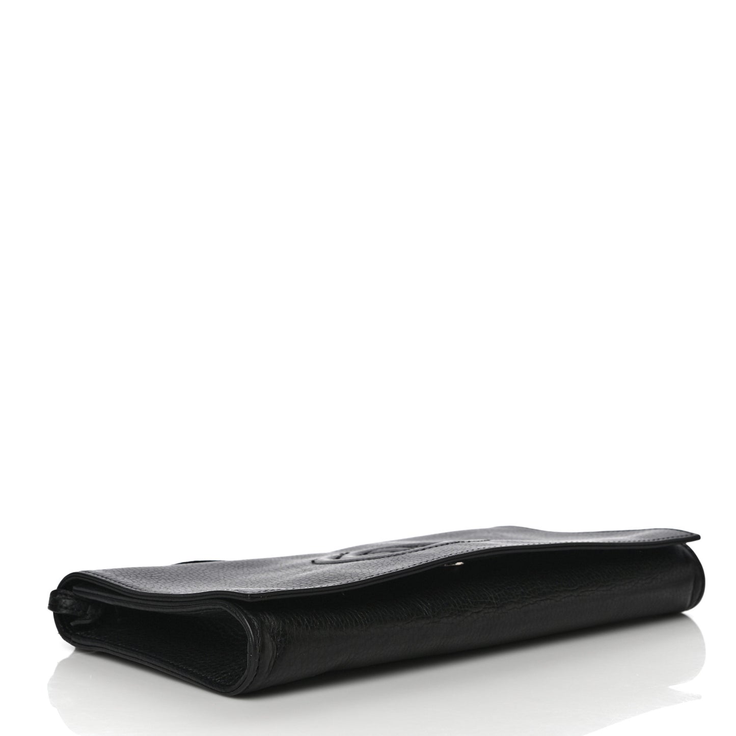 Pebbled Calfskin Medium Soho Clutch Black