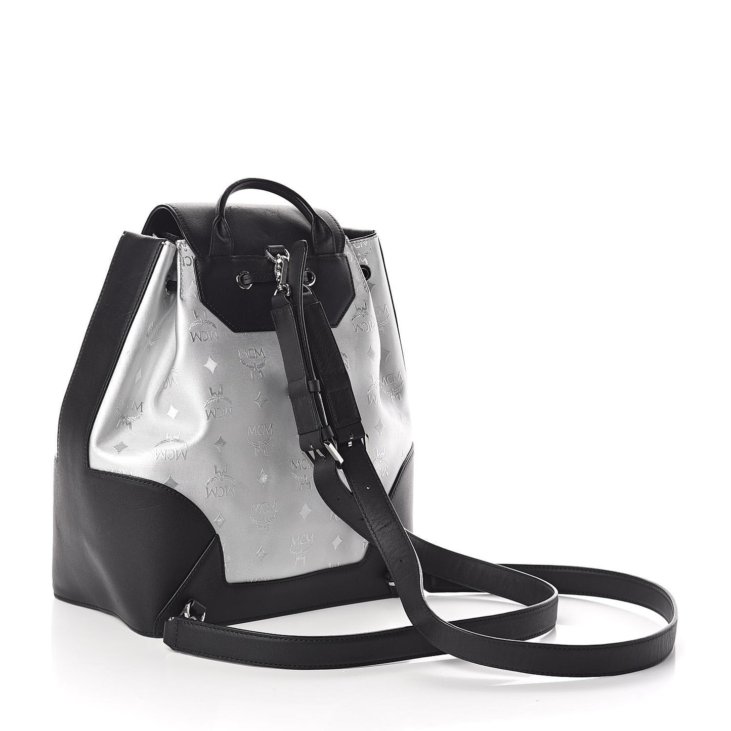 Metallic Monogram Claudia Backpack Silver Black