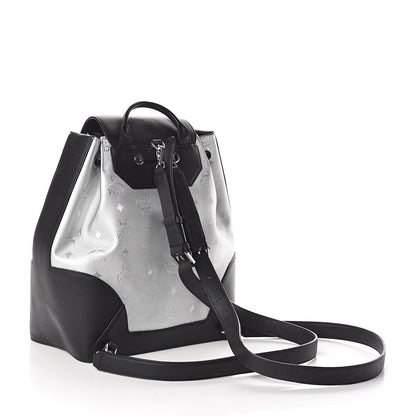 MCM Metallic Monogram Claudia Backpack Silver Black 3 of 9