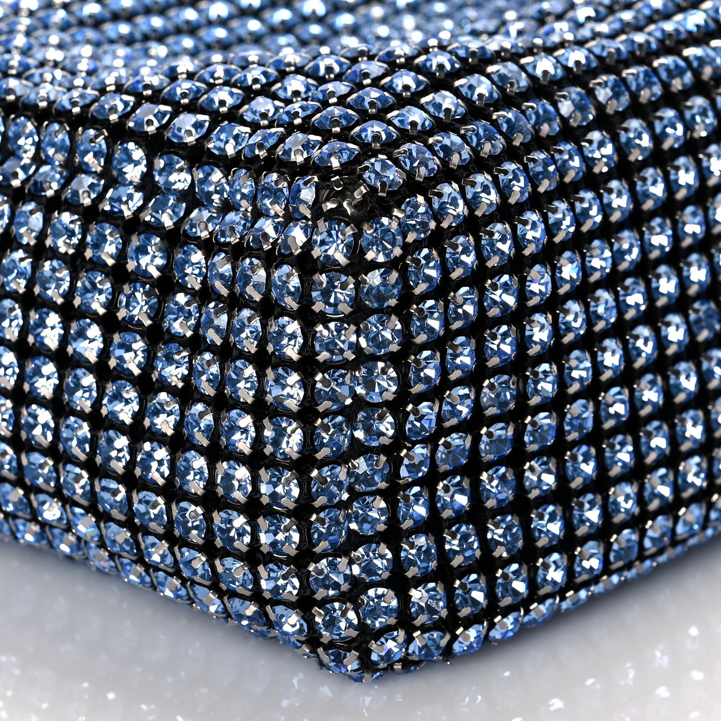 Mesh Crystal Rhinestone Mini Heiress Pouch Navy