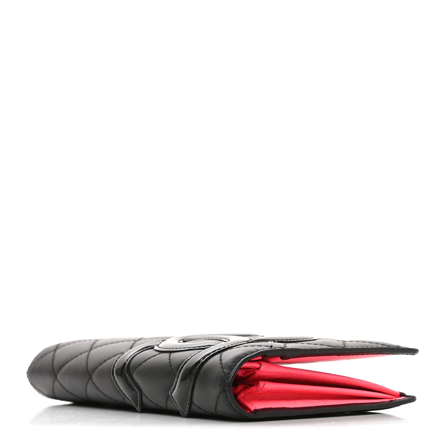 Calfskin Quilted Cambon Yen Wallet Black