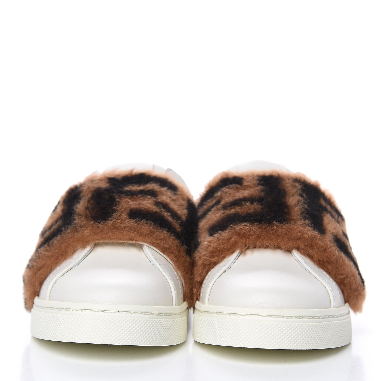 Fendi Vitello Shearling FF Velcro Slip On Sneakers 35.5 White 2 of 9