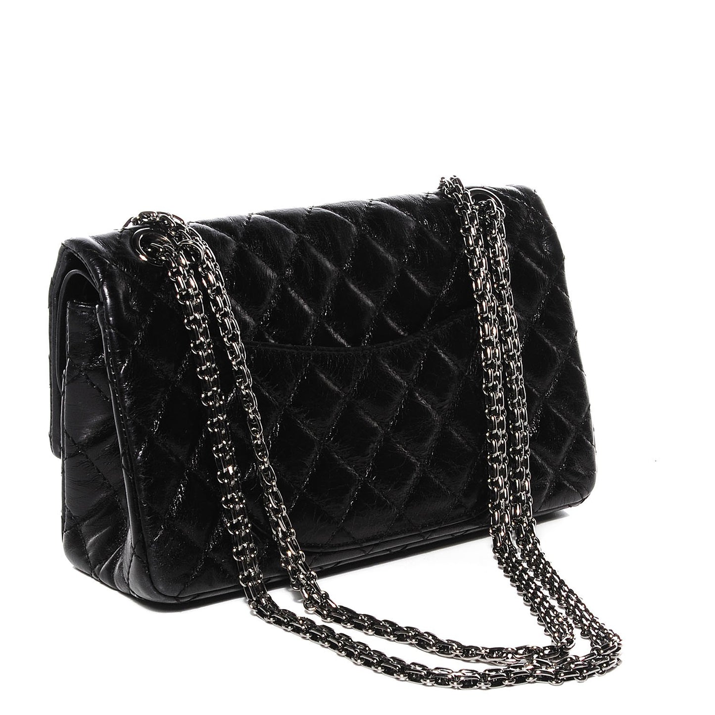 Glazed Calfskin 2.55 Reissue Flap 225 Black
