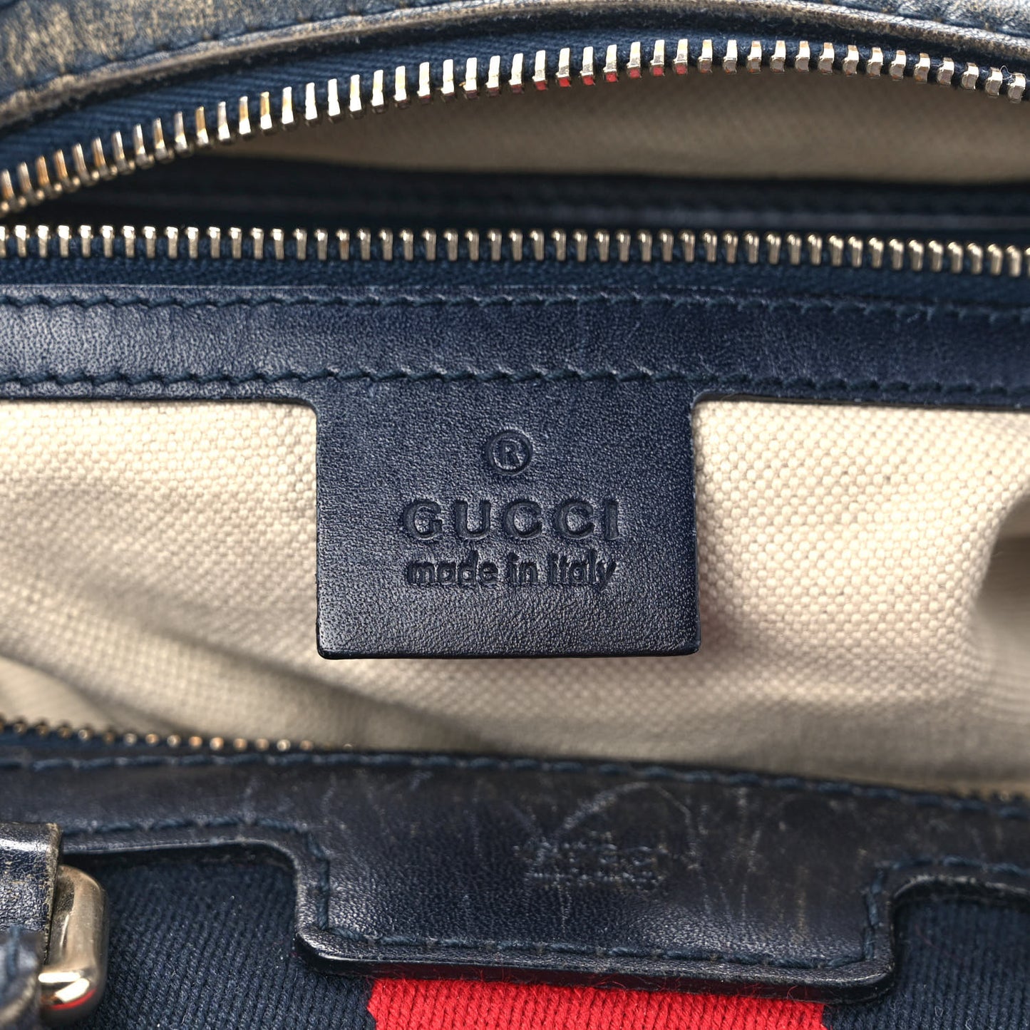 Monogram Selleria Calfskin Vintage Web Medium Boston Beige Blue