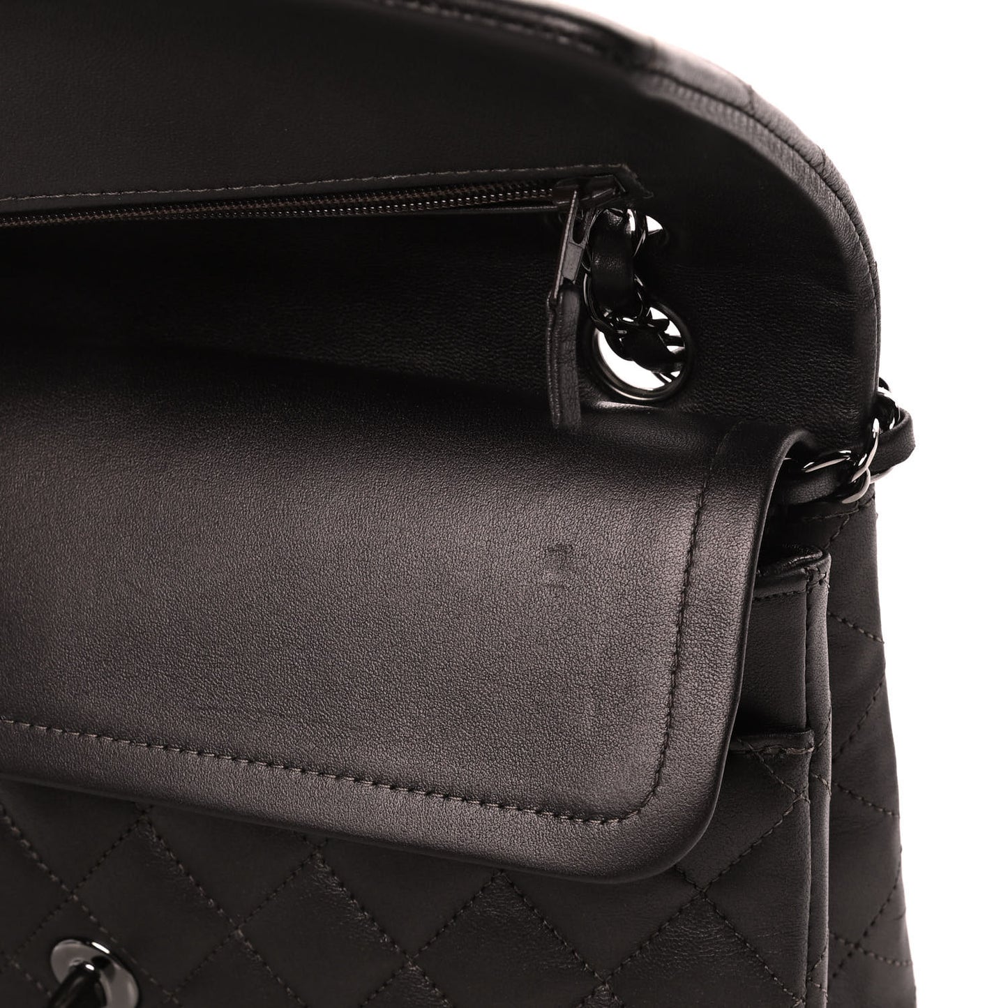 Lambskin Quilted Medium Double Flap So Black