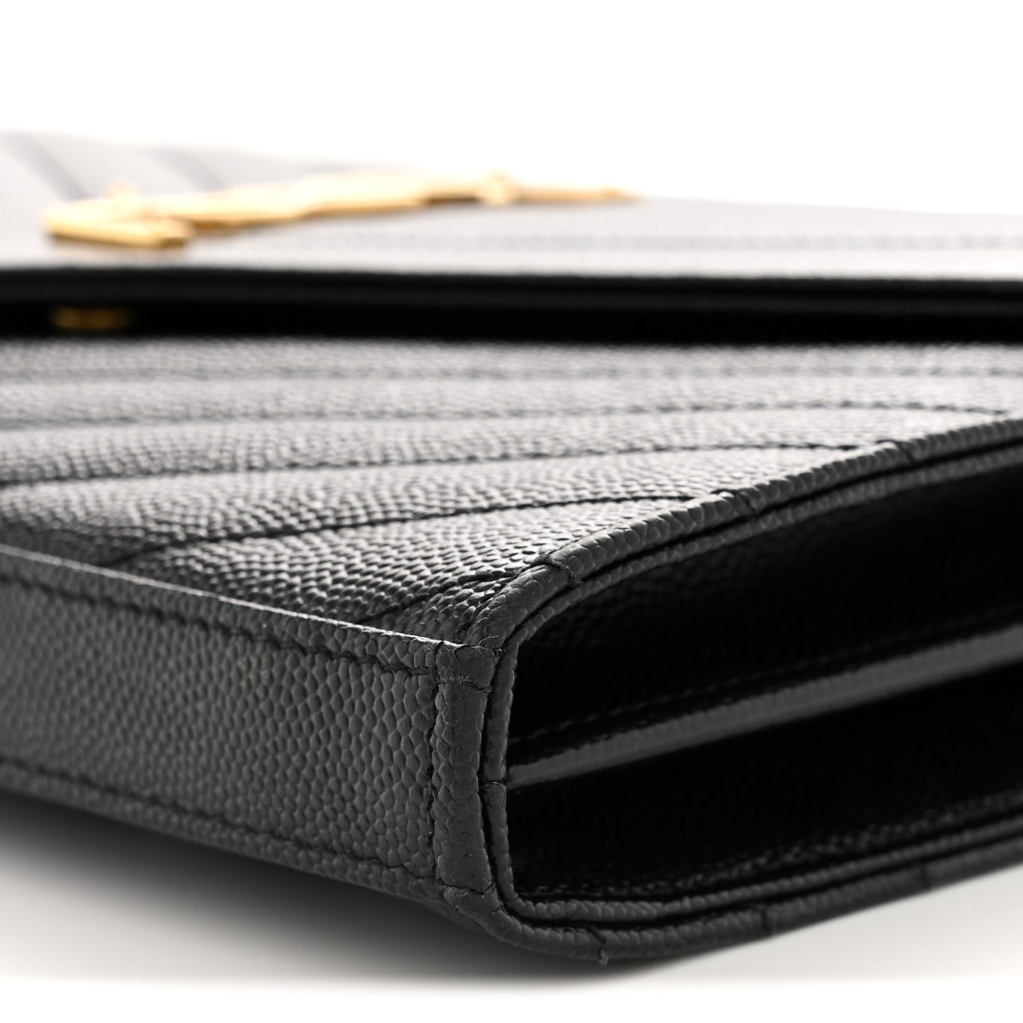 Grain De Poudre Matelasse Chevron Monogram Chain Wallet Black