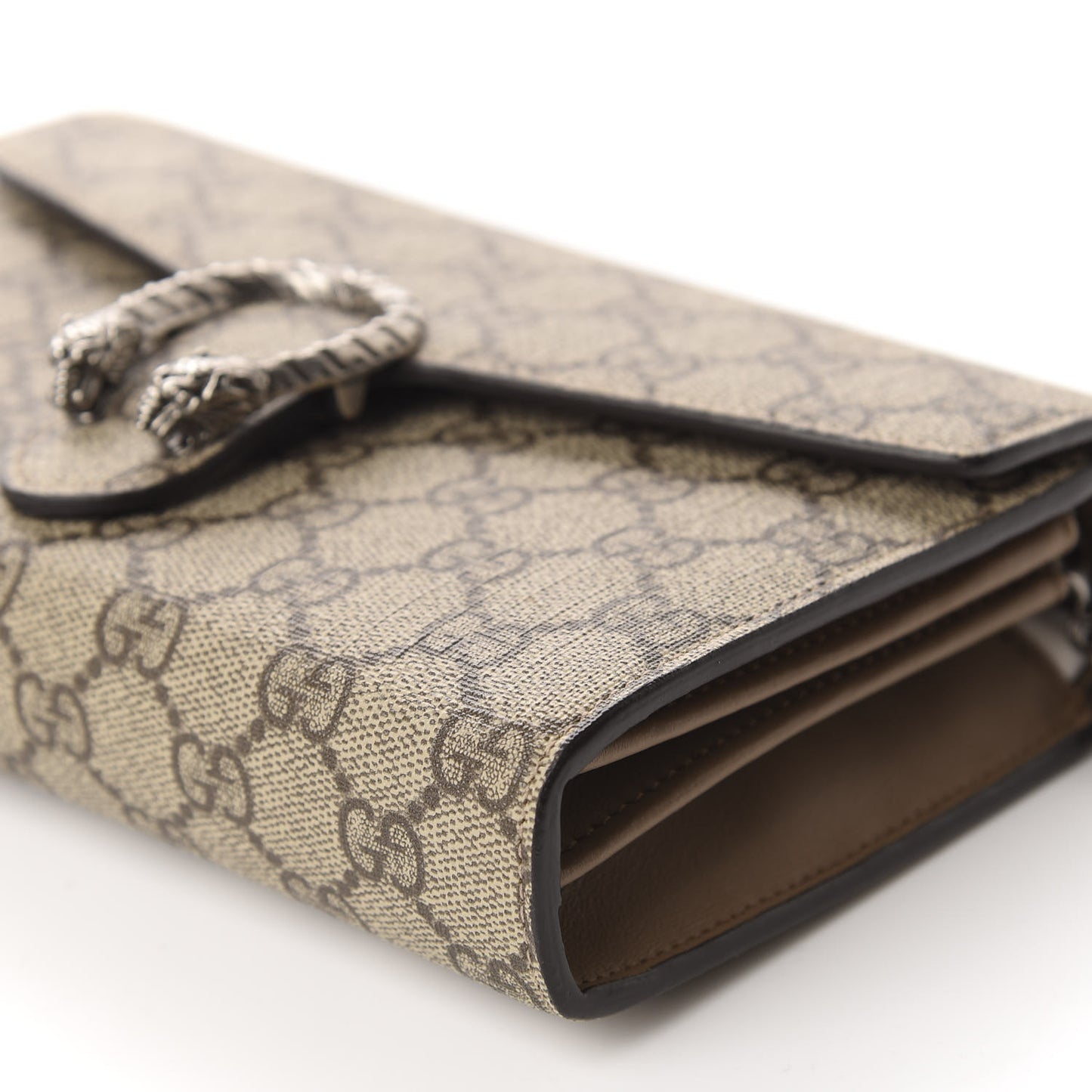 GG Supreme Monogram Mini Dionysus Chain Wallet Beige Taupe