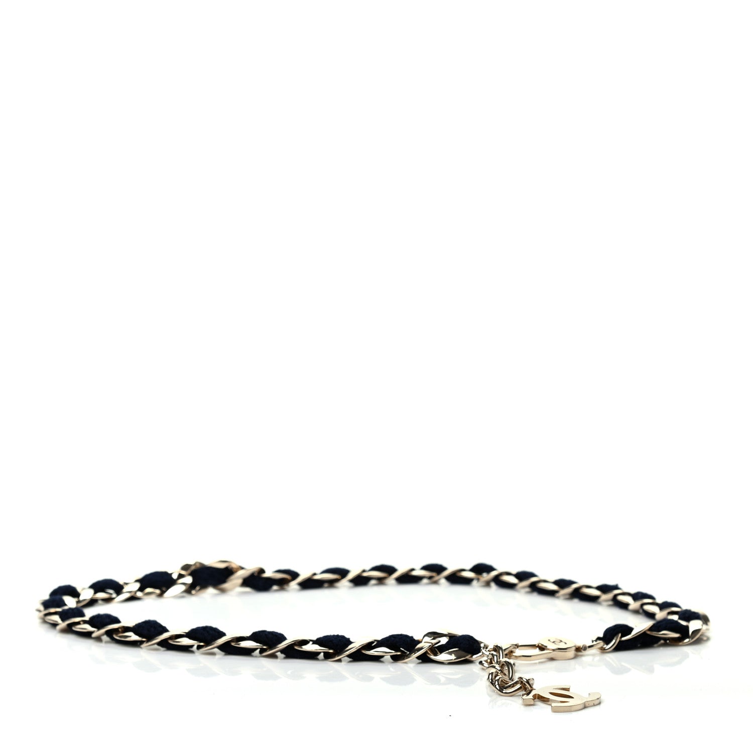 Chanel Terry Cloth Chain CC Medallion Belt Blue Gold 1 of 4