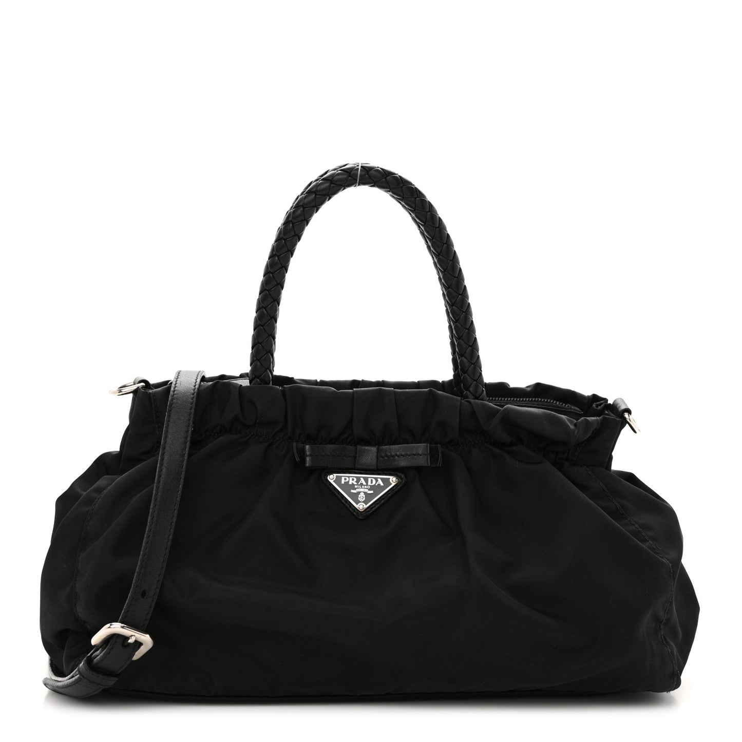 Tessuto Nylon Bow Shoulder Bag Black