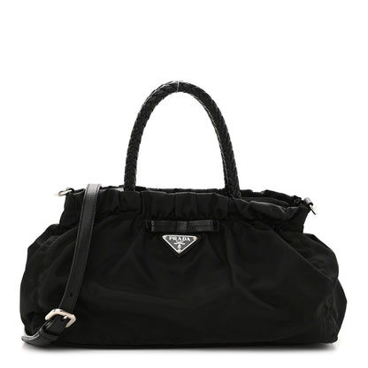 Prada Tessuto Nylon Bow Shoulder Bag Black 1 of 9