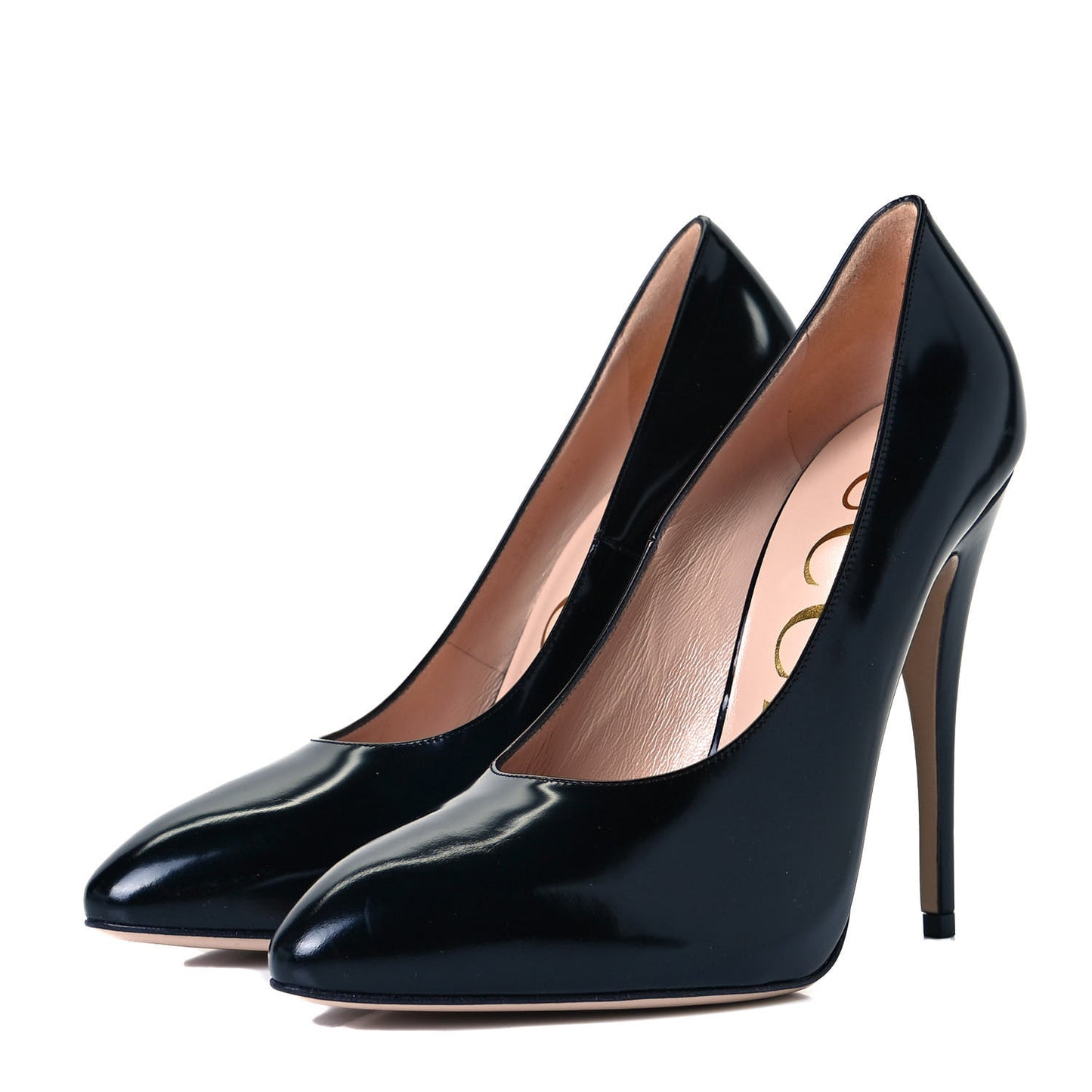 Polished Calfskin Removable Pearly Bow Elaisa Platform High Heel Pumps 38.5 Black