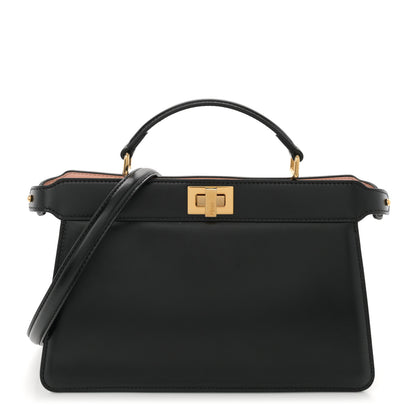 Fendi Vitello King Luxor Shiny Nappa Medium Peekaboo I SEE U East West Satchel Black Light Rose 1 of 10
