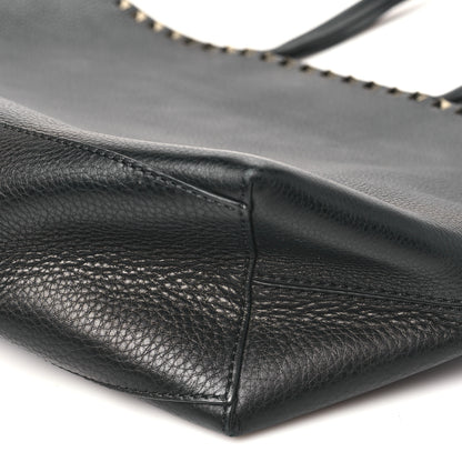 Valentino Garavani Grained Calfskin Rockstud Shoulder Tote Black 9 of 9