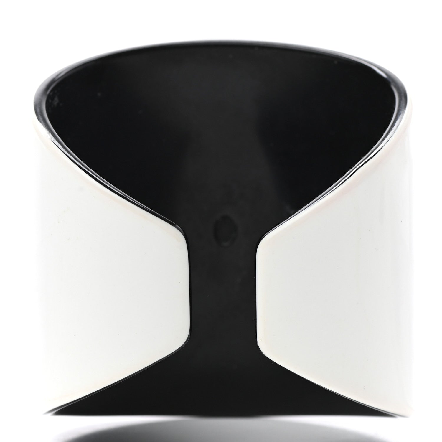Chanel Resin CC Cuff White Black 3 of 4