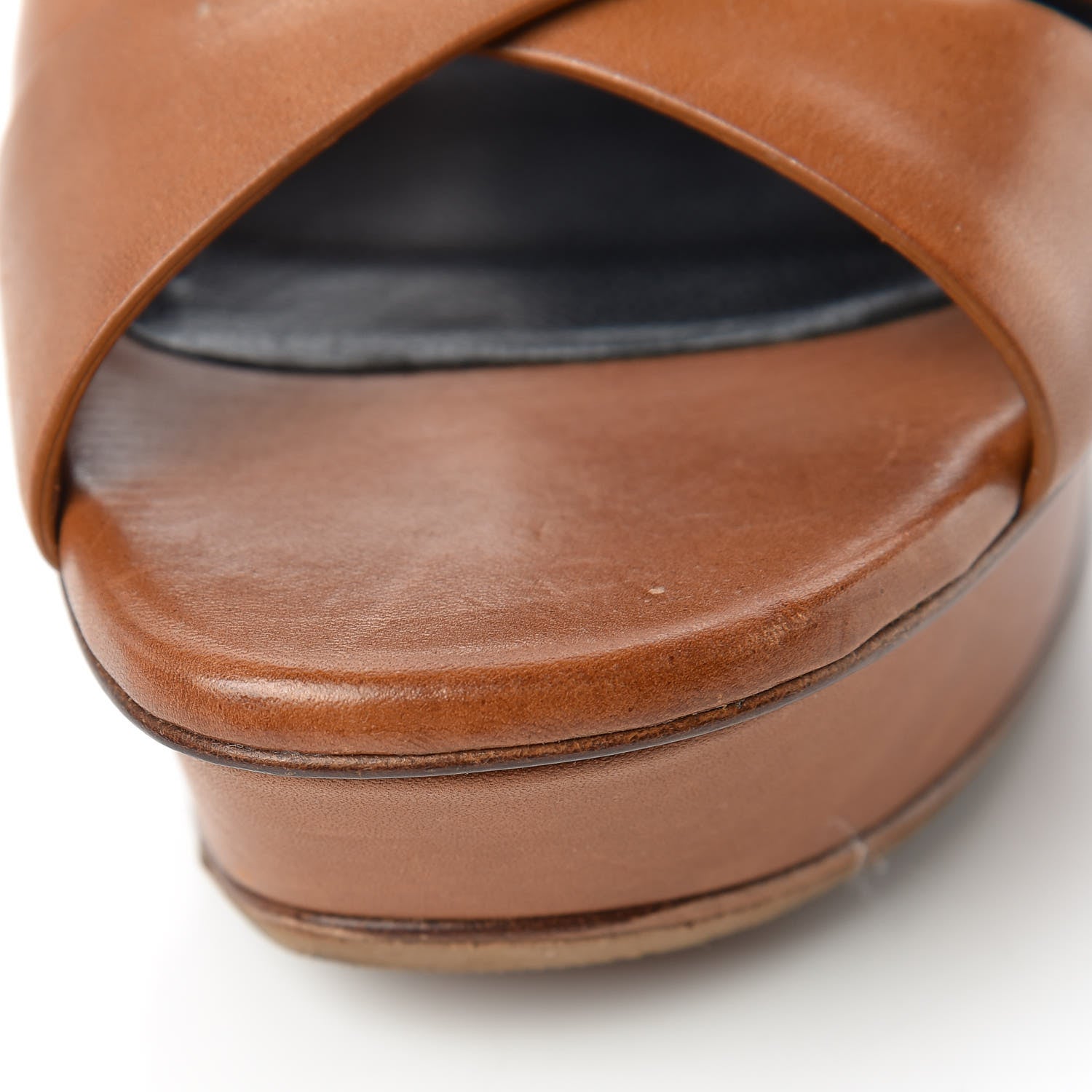 Saint Laurent Calfskin Bianca 105 Platform Sandals 39.5 Caramel 11 of 17
