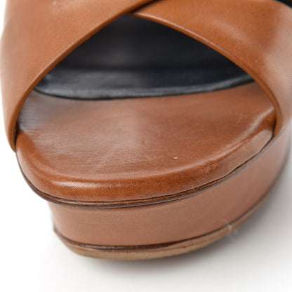 Saint Laurent Calfskin Bianca 105 Platform Sandals 39.5 Caramel 11 of 17