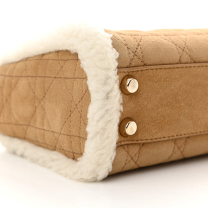 Christian Dior Suede Shearling Cannage Mini Lady Dior Camel 9 of 10