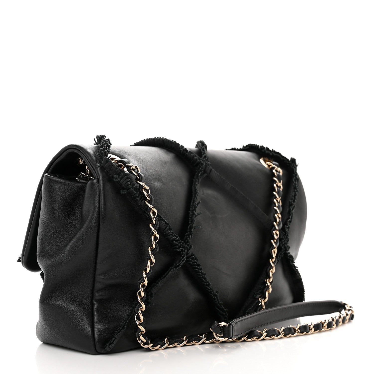 Chanel Lambskin Fringe Single Flap Black 3 of 12