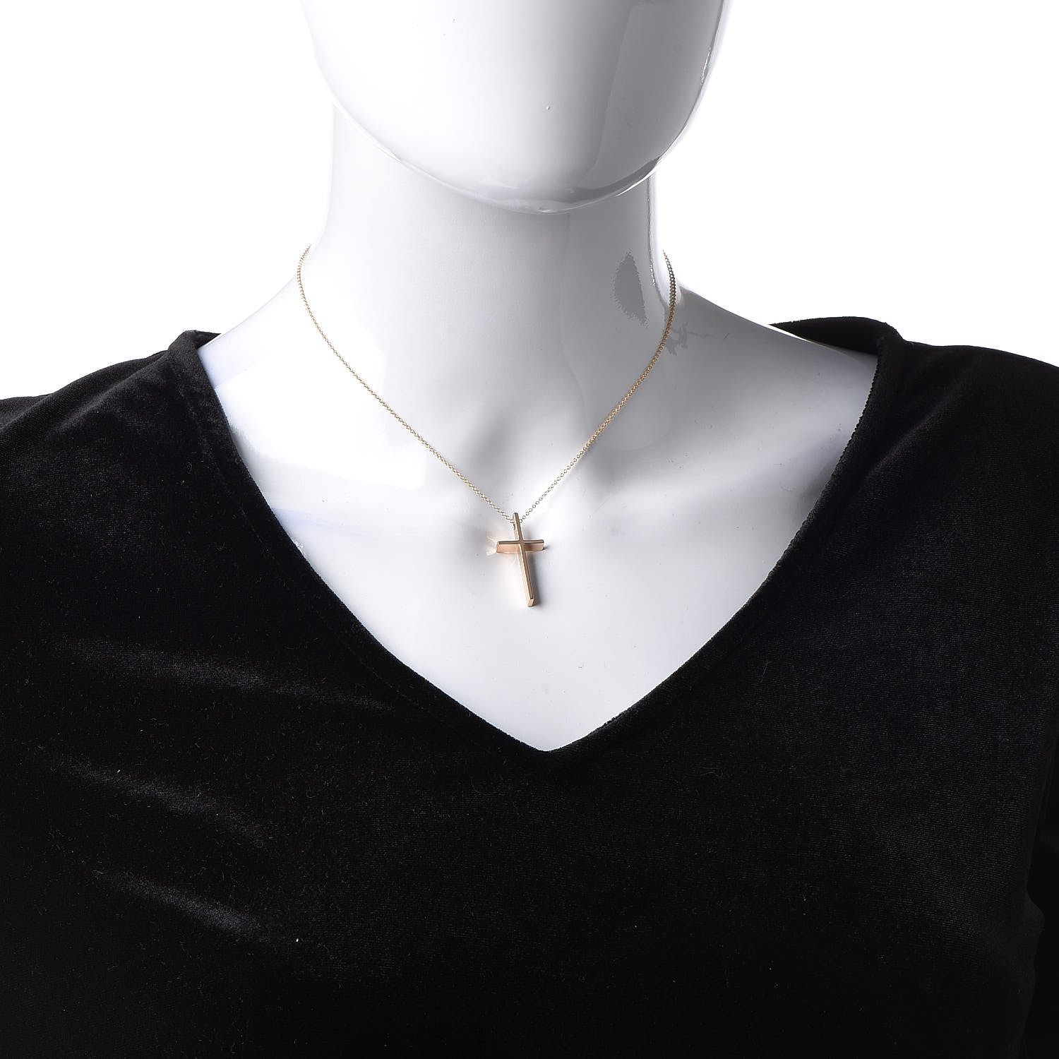 Tiffany 18K Rose Gold Metro Cross Pendant Necklace 2 of 6
