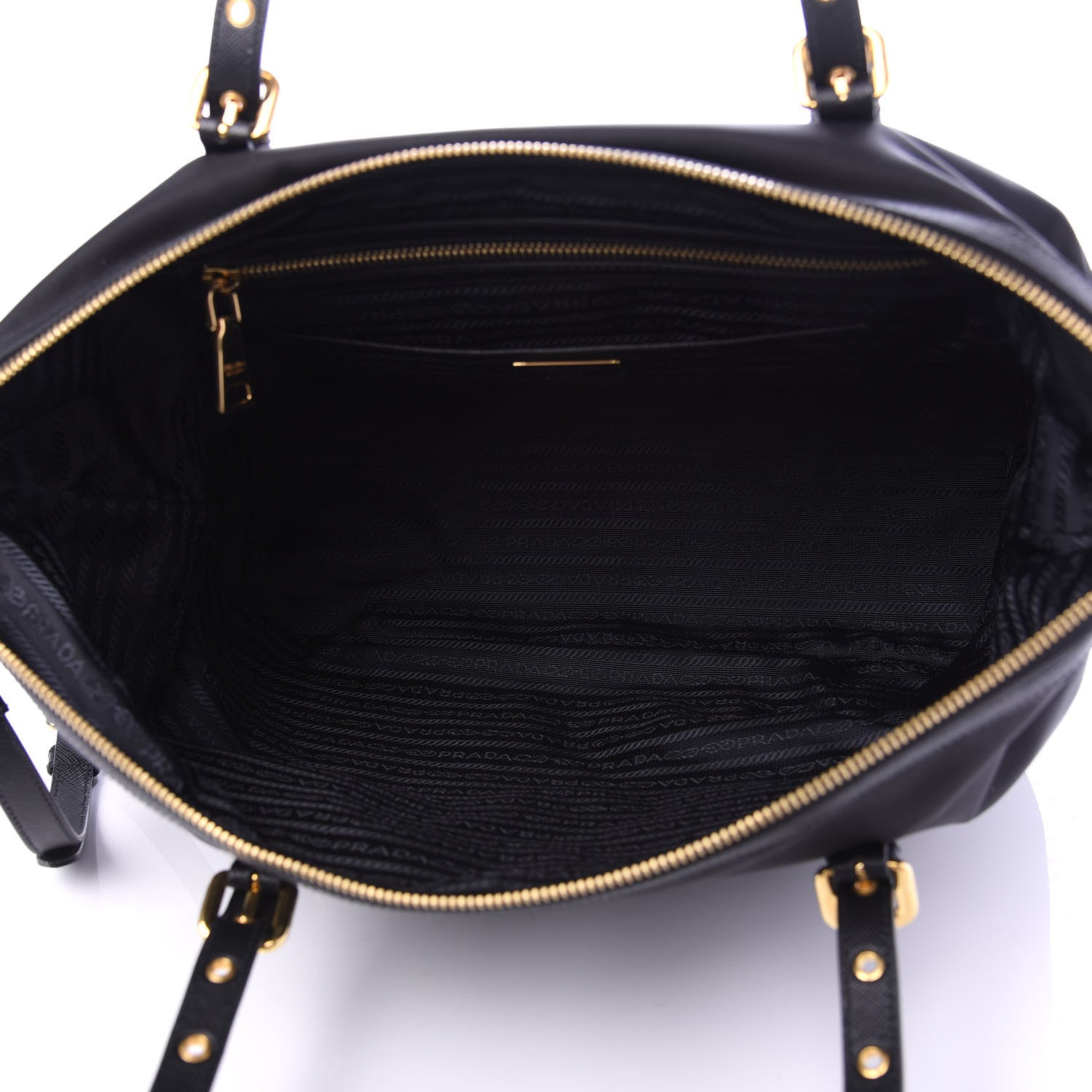 Prada Tessuto Nylon Saffiano Tote Black 6 of 10
