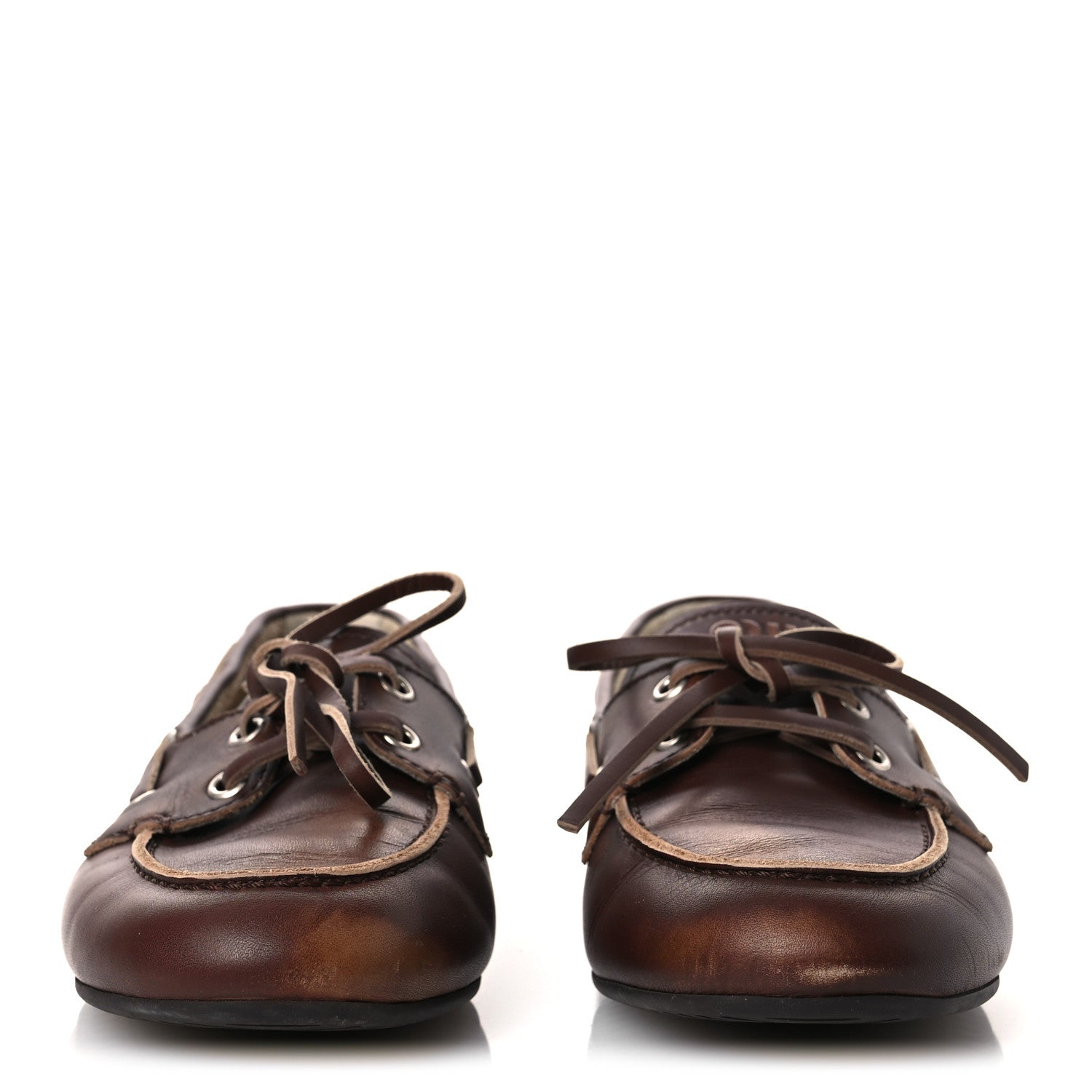 Miu Miu Vitello Deco Boat Loafers 38 Sienna 3 of 11