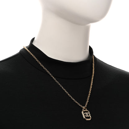 Chanel Crystal CC Square Pendant Necklace Gold 2 of 6