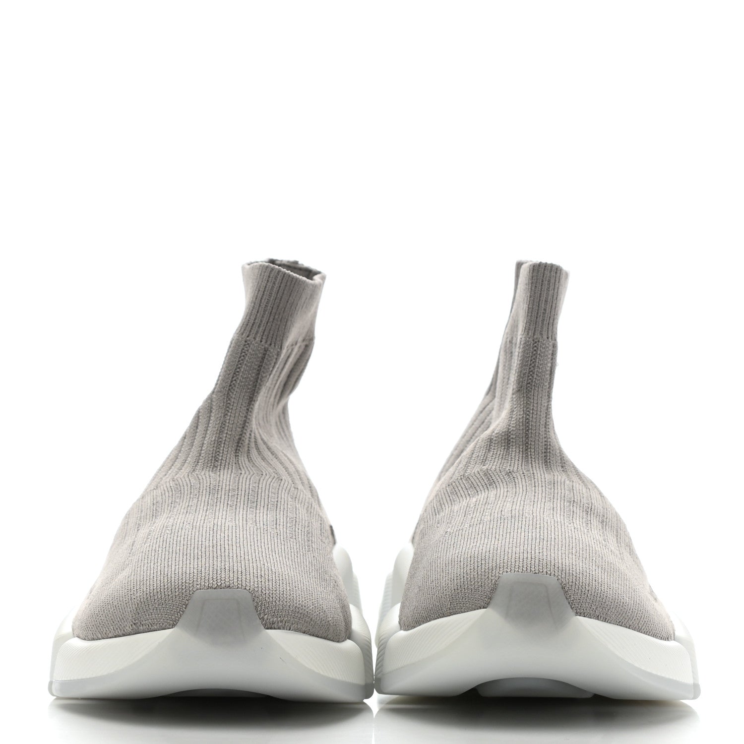 Balenciaga Ribbed Knit Womens Speed 2.0 Transparent Sole Sneakers 41 Baltic Grey White 2 of 8