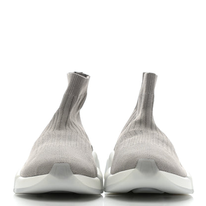 Balenciaga Ribbed Knit Womens Speed 2.0 Transparent Sole Sneakers 41 Baltic Grey White 2 of 8