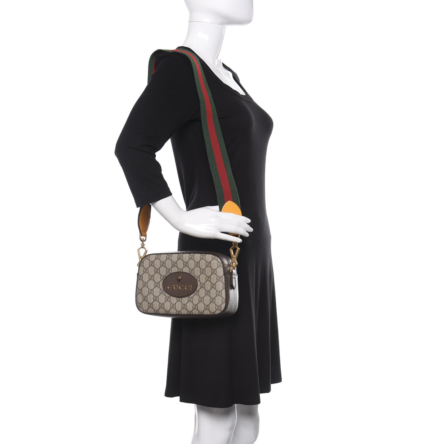 Gucci GG Supreme Monogram Web Neo Vintage Shoulder Bag Beige New Acero Crop 2 of 11