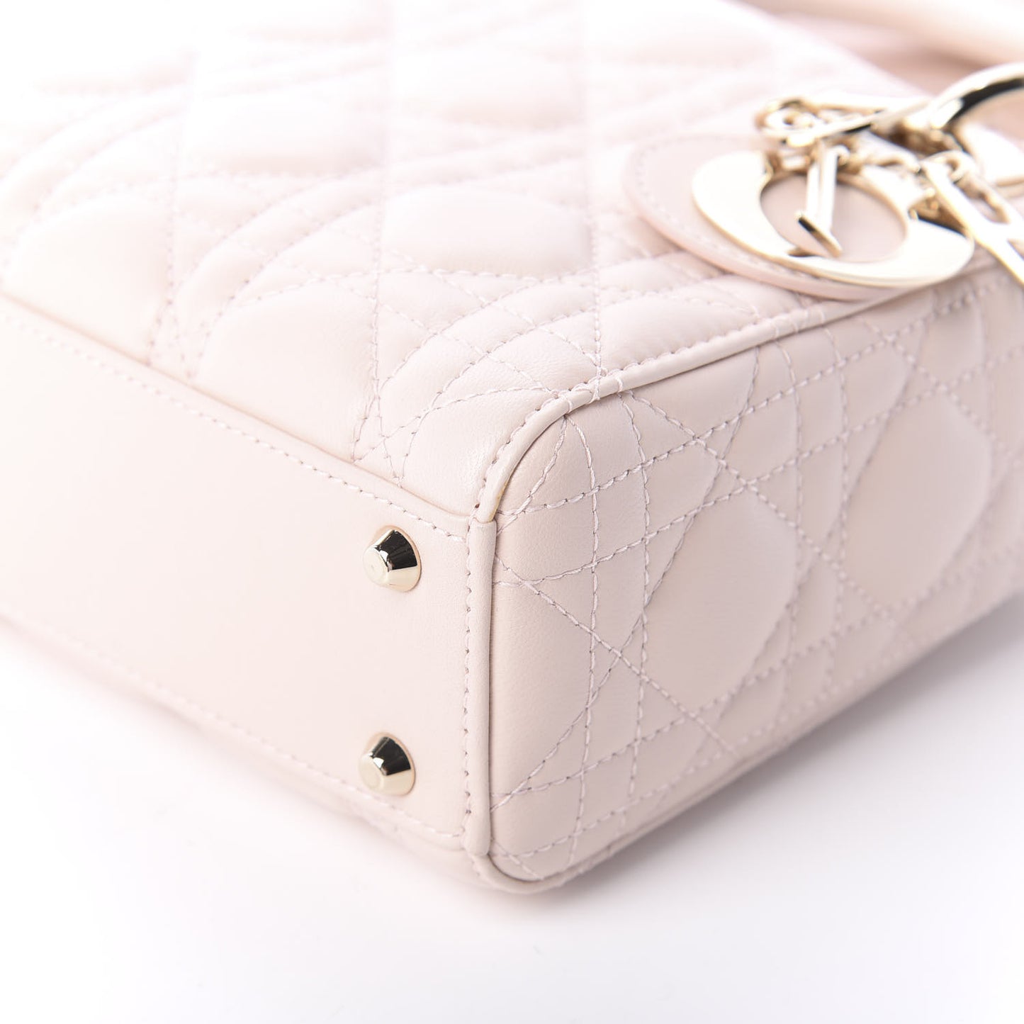 Lambskin Cannage Mini Lady Dior Rose Poudre