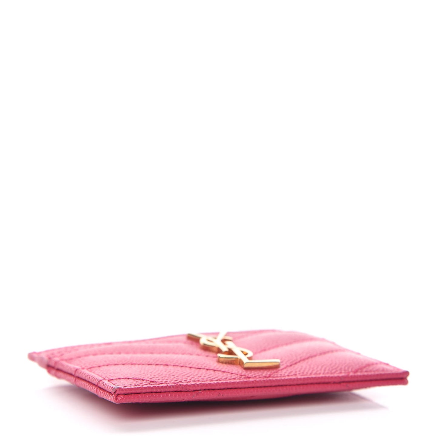 Grain De Poudre Matelasse Chevron Monogram Credit Card Case Fresh Fuxia