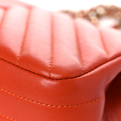 Chanel Calfskin Chevron Quilted Mini Statement Flap Dark Orange 11 of 14